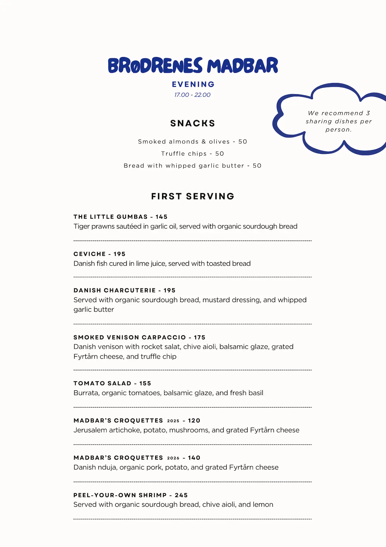 Aften menu Madbar